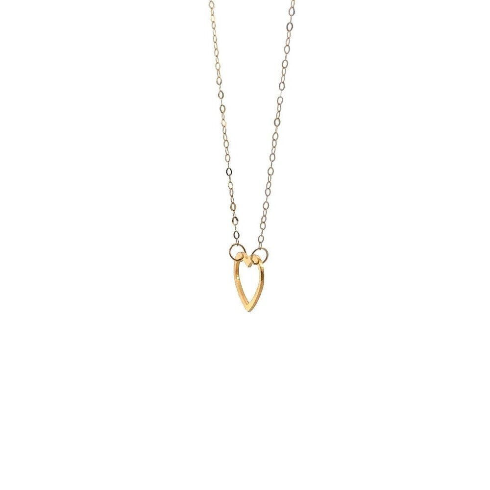 18K Gold Necklace Chain 18 inches Pendant Heart 0.58 grams - Picture 3 of 10